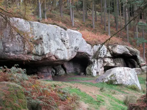 Photo of St Cuthbert's Cave, a cave near Belford, Northumberland, north east England.