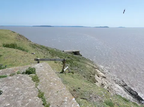 Photo of Flat Holm Lighthouse, a lighthouse near Penarth, Cardiff, south east Wales.
