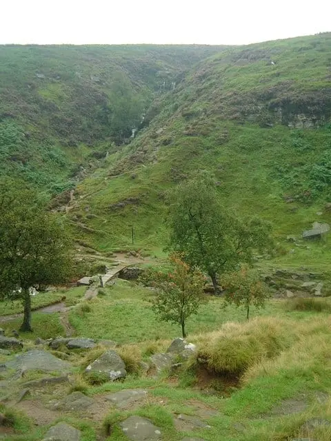 Photo of Bronte Waterfall, a waterfall near Stanbury, West Yorkshire, northern England.