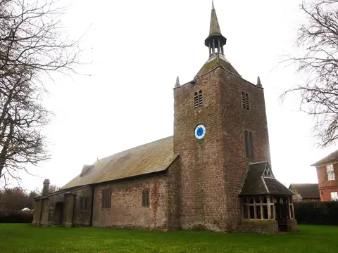 Photo of Rotherwas Chapel, a ruined chapel near Fownhope, Herefordshire, central England.