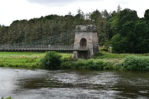 Photo of Union Chain Bridge, a landmark near Norham, Northumberland, north east England.