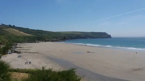 Photo of the coast at Gerrans and Veryan Bays, Cornwall, south west England.