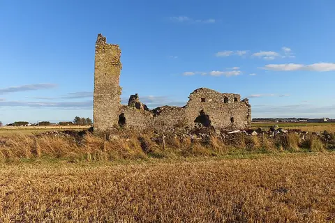 Photo of Inverallochy Castle, a ruined castle near Fraserburgh, Aberdeenshire, north east Scotland.