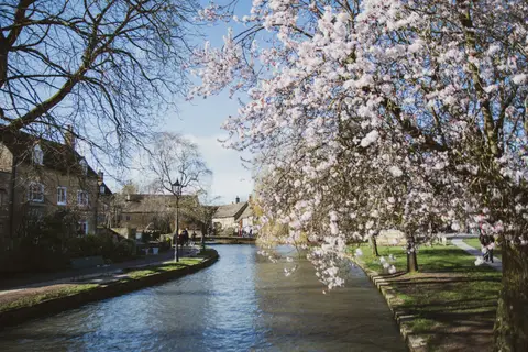 Photo of Bourton-on-the-Water, a village in the Cotswolds, Gloucestershire, south west England.