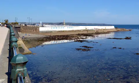 Photo of Jubilee Pool, a lido near Penzance, Cornwall, south west England.