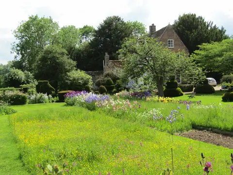 Photo of The Manor Garden, Hemingford Grey, a garden in Cambridgeshire, eastern England.