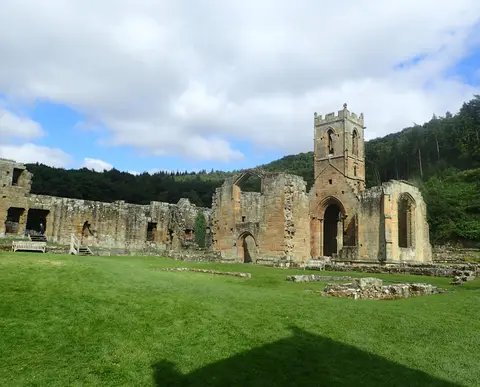 Photo of Mount Grace Priory, a ruined priory near Osmotherley in the North York Moors, North Yorkshire, northern England.