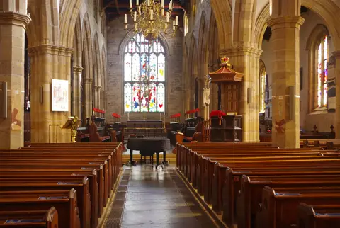 Photo of Lancaster Priory, a church in Lancashire, north west England.