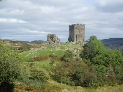 Photo of Castell Dolwyddelan, a ruined castle in Eryri, Conwy, north Wales.